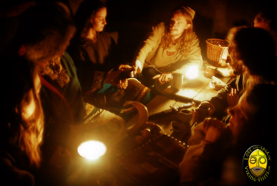 Storytelling in the longhouse at Danelaw Viking Village.